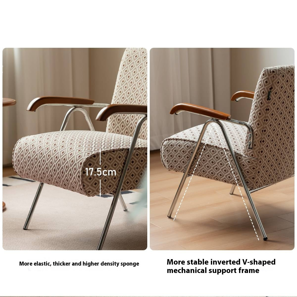 Beech Solid Wood Fabric Sofa Chair