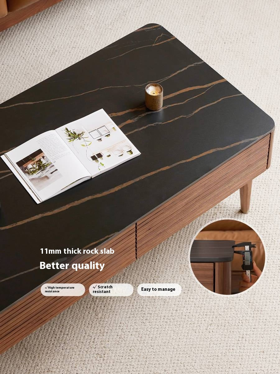 Sandalwood, Black Walnut Solid Wood Rock Plate Tea Table