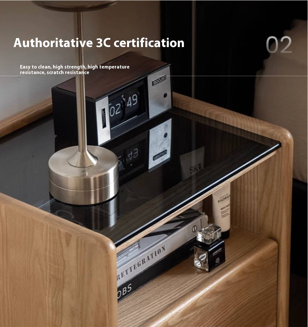 Ash, Cherry, Black walnut, Poplar, Solid Rubberwood Modern Nightstand.