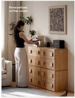 Ash Solid Wood Floor-Standing Module Combination TV Stand