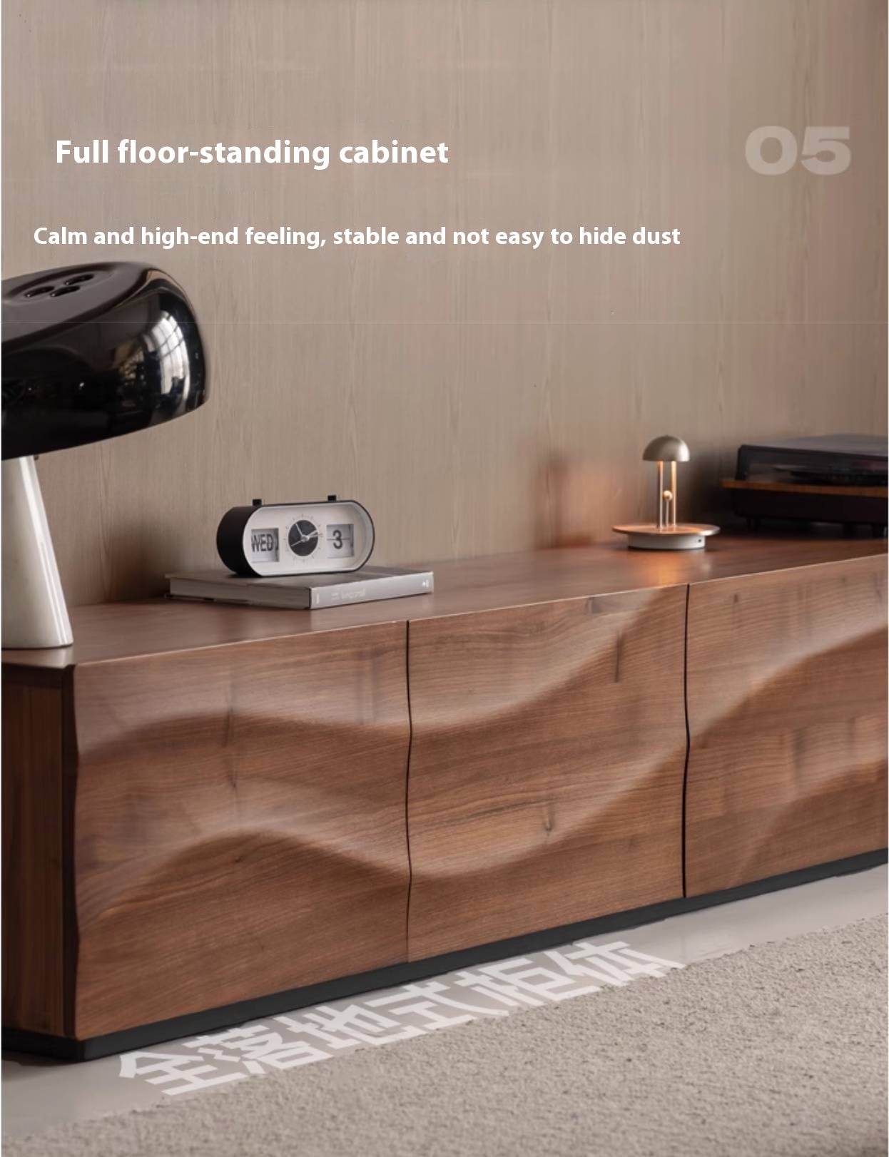 Black Walnut, Sandal Solid Wood Italian Light Luxury Style TV Stand