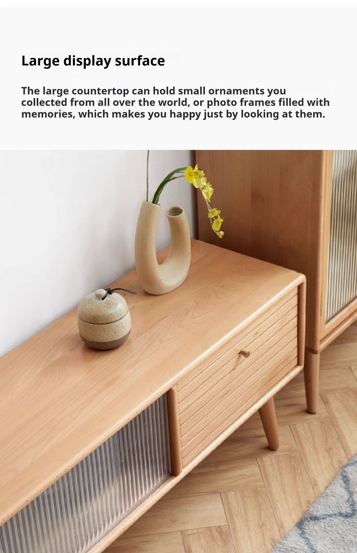 European Beech Solid Wood Floor TV Stand