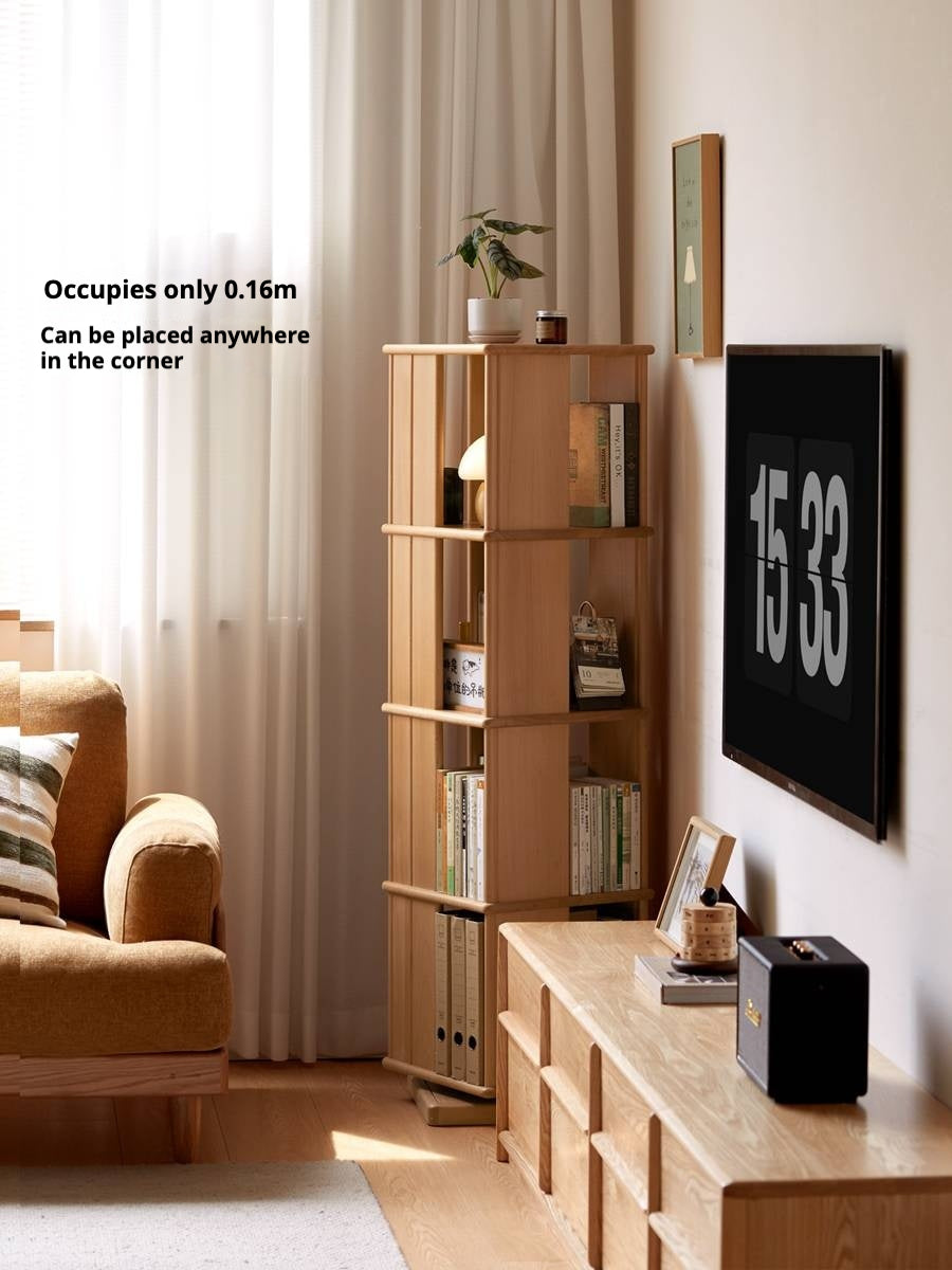 Beech Solid Wood Rotating Bookshelf