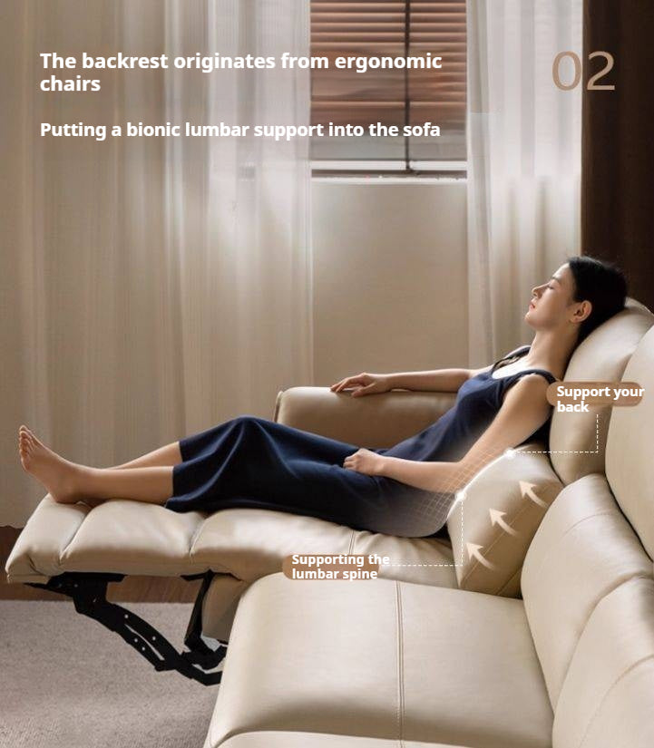 Leather Top Layer Cowhide Retractable Electric Sofa