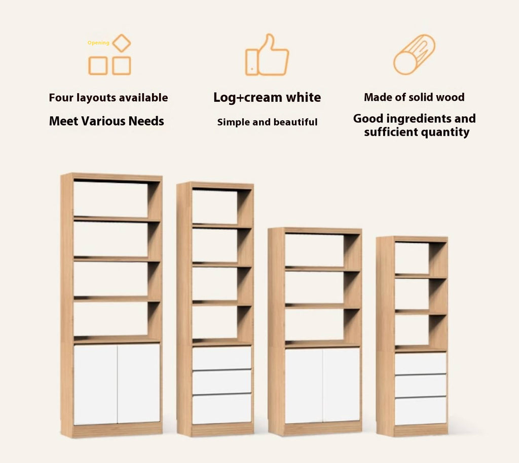 Oak Solid Wood Cream Style Bookcase