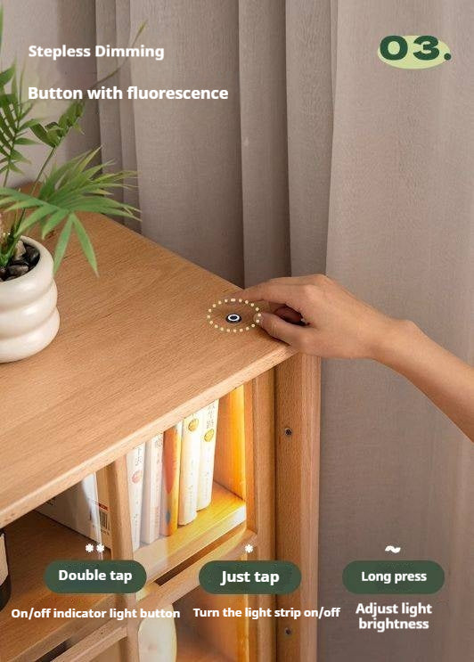 Beech Solid Wood Modern Simple with Light Storage Cabinet