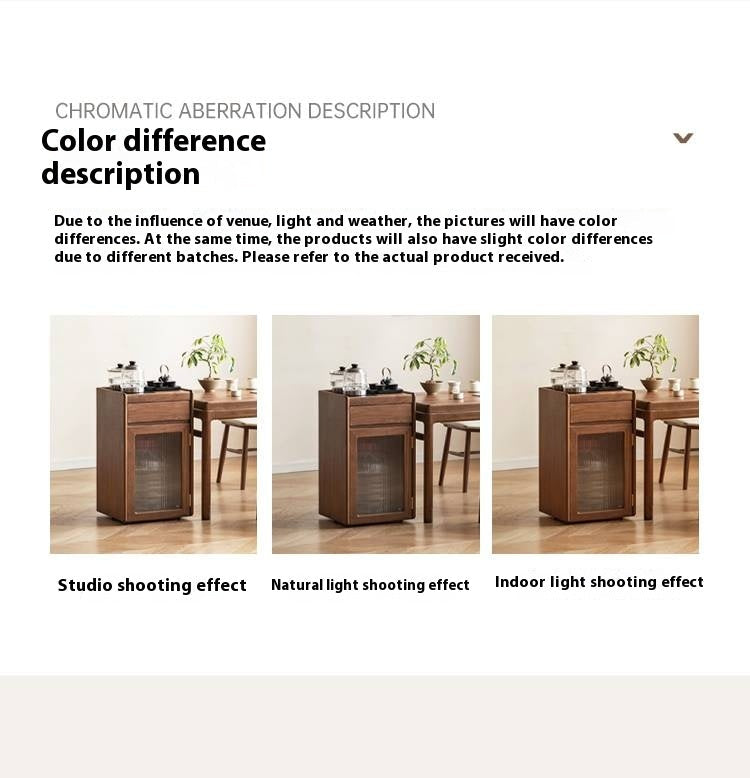 Black Walnut, Oak Solid Mobile Wood Tea Cabinet