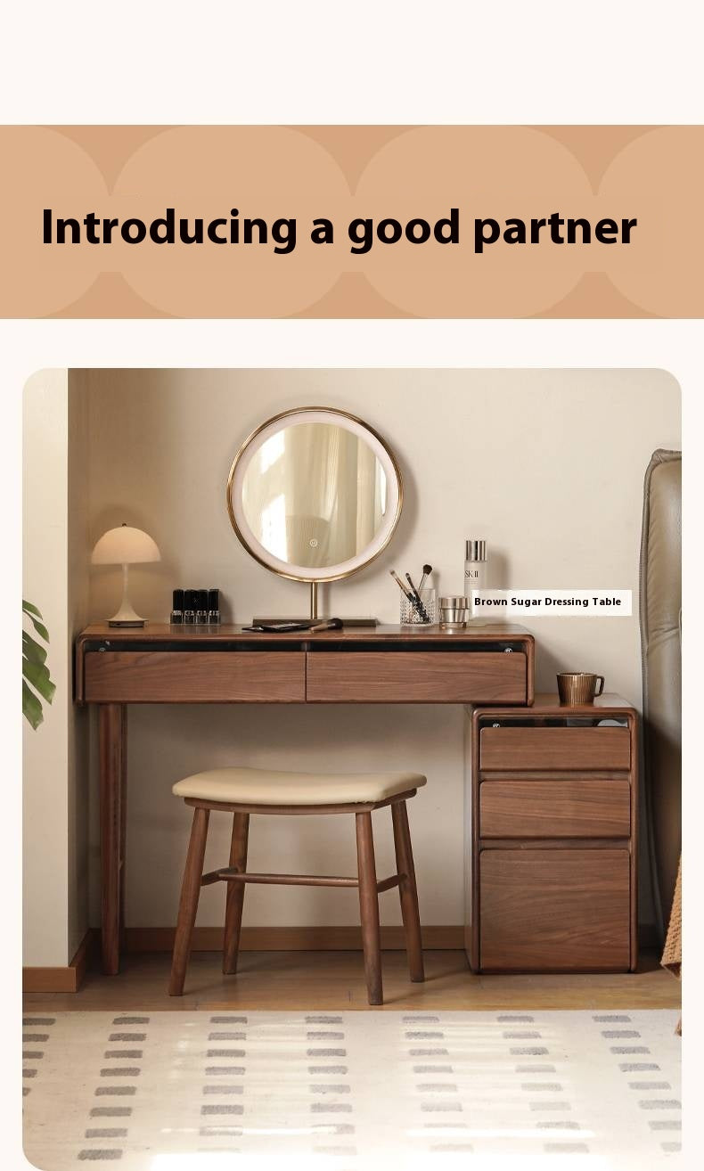 Ash, Black Walnut, Oak, Sandalwood Solid Wood Makeup Stool