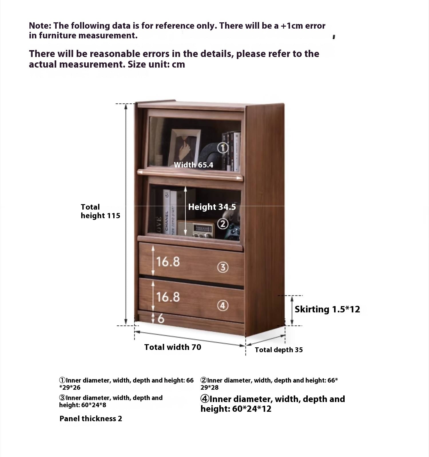 Black Walnut Solid Wood Modern Style Side Cabinet