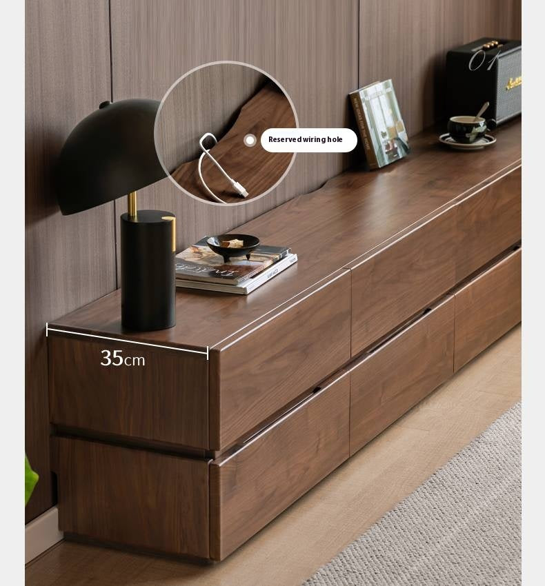 Black Walnut Solid Italian Light Luxury TV Stand