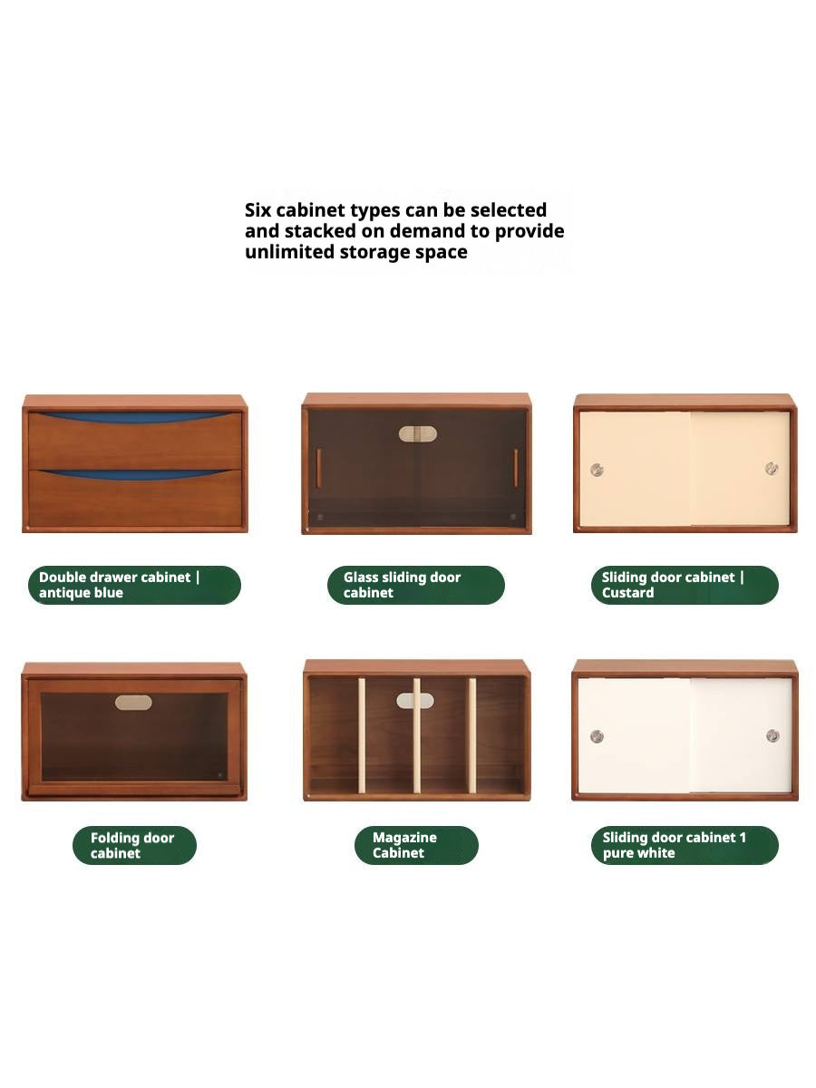 Poplar Solid Wood TV Cabinet Antique Style Module Combination.