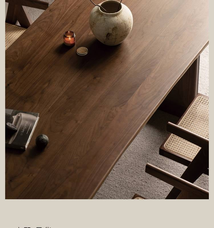 Black Walnut Solid Wood Wabi Sabi Style Large Board Dining Table