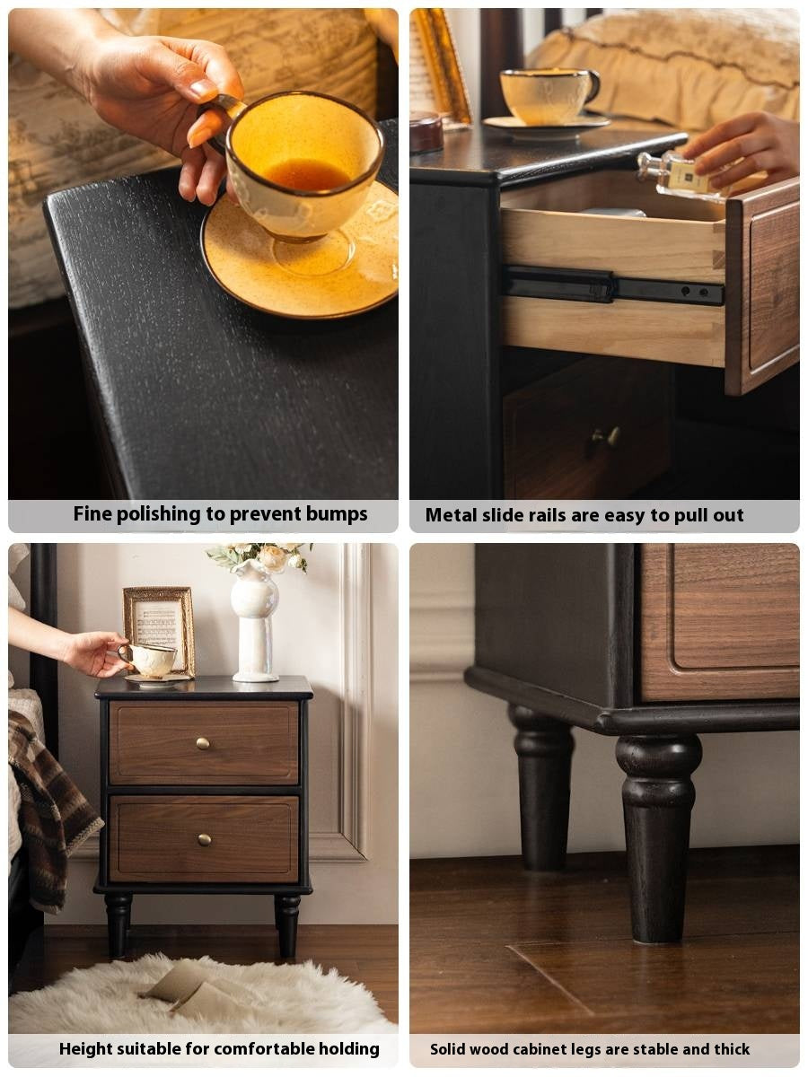 Black Walnut American Retro Style Solid Wood Nightstand