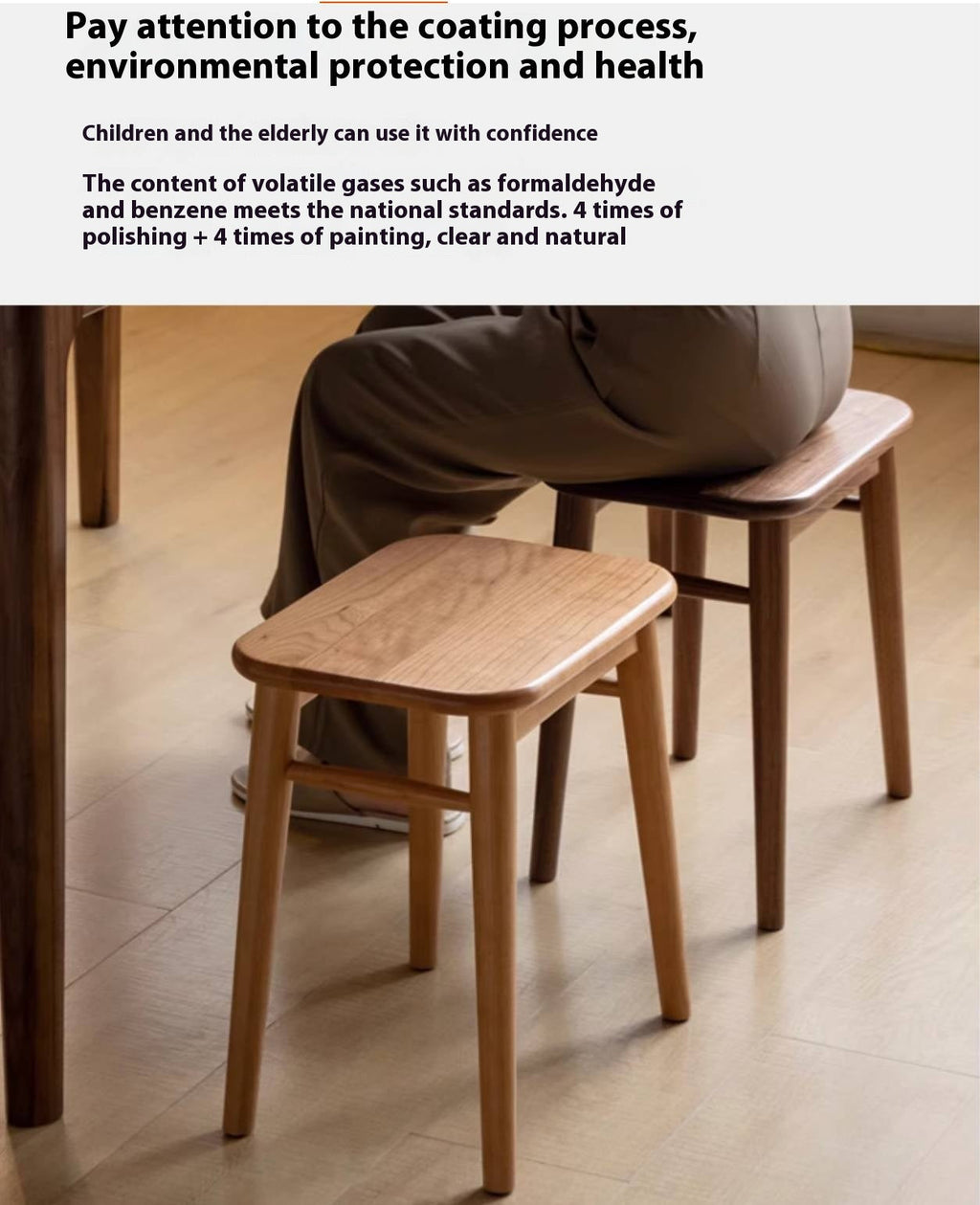 Black Walnut, Oak, Cherry, Rubberwood, Sandalwood Solid Wood Dressing Stool