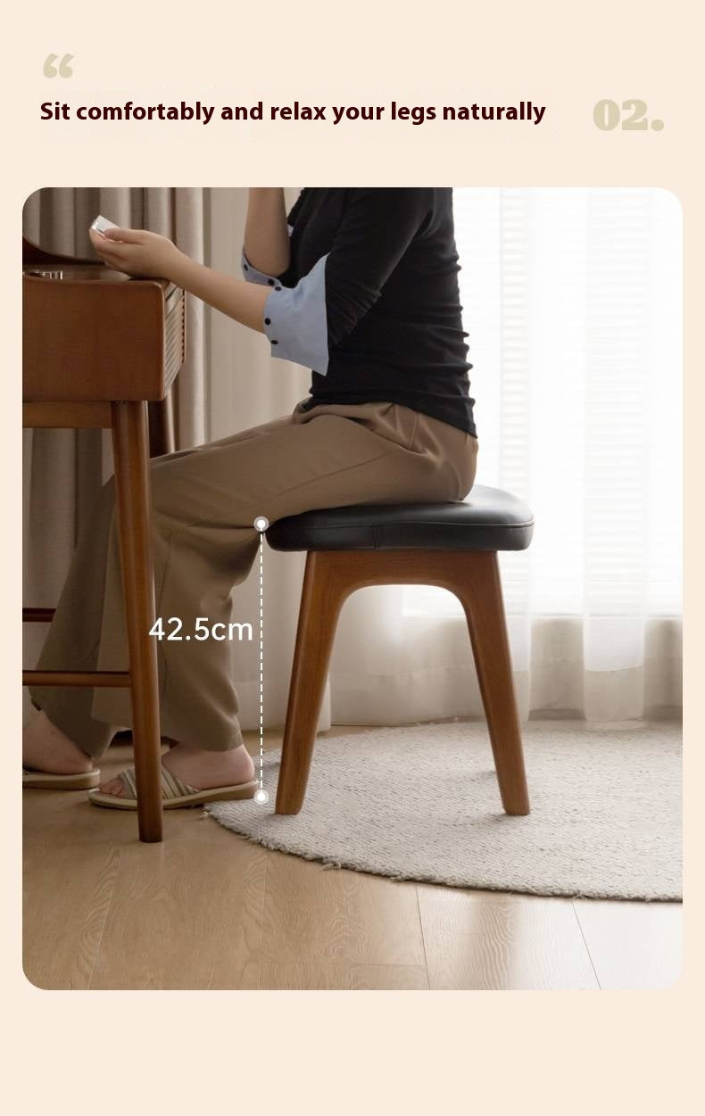 Oak, Cherry Solid Wood Makeup Stool