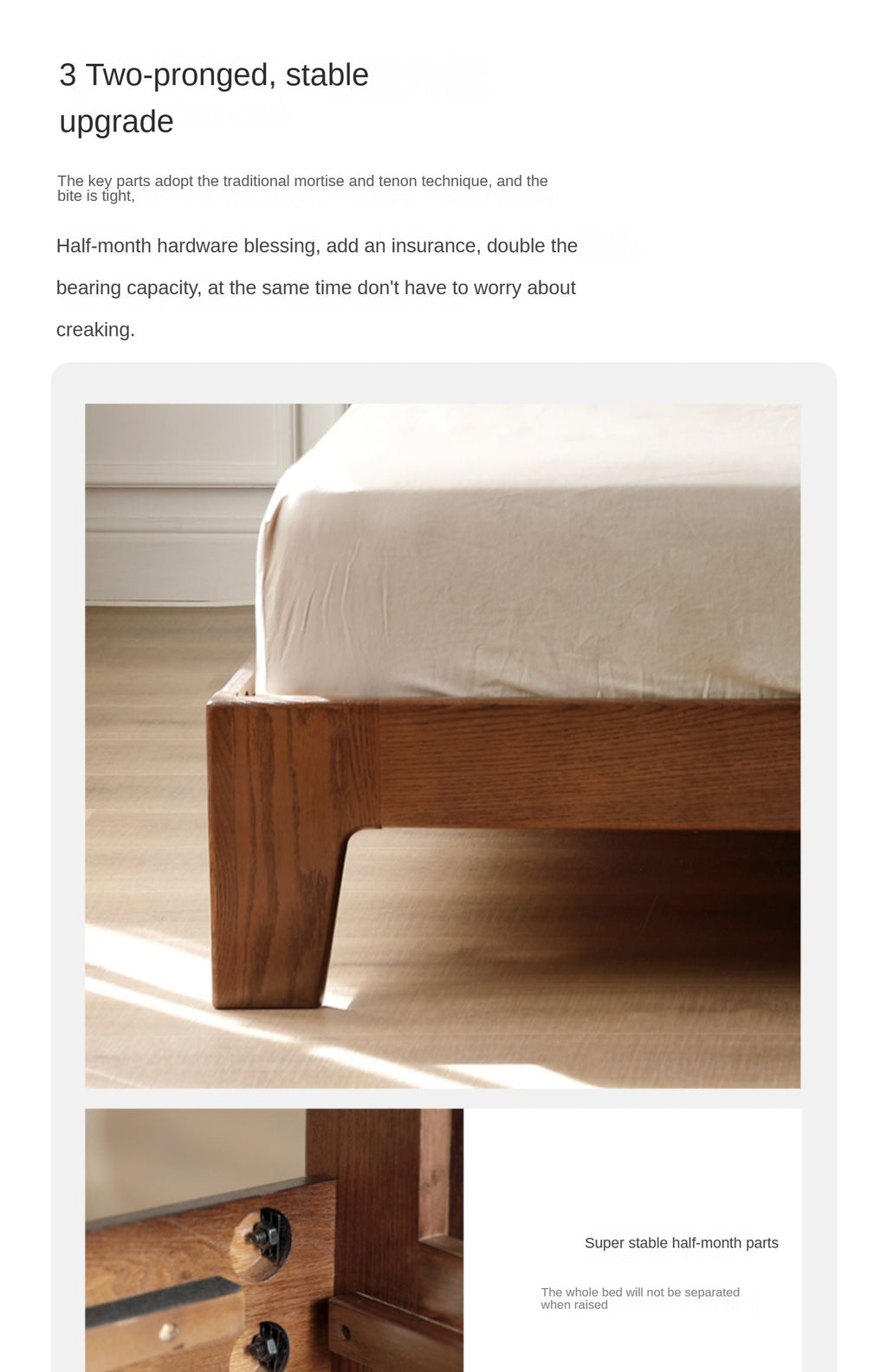 Oak solid wood bed with light walnut-color-USA