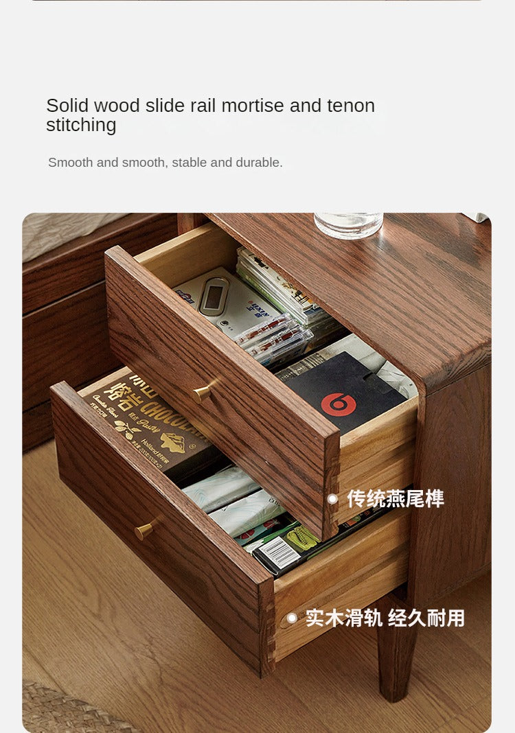 Oak Solid Wood walnut color Nightstand