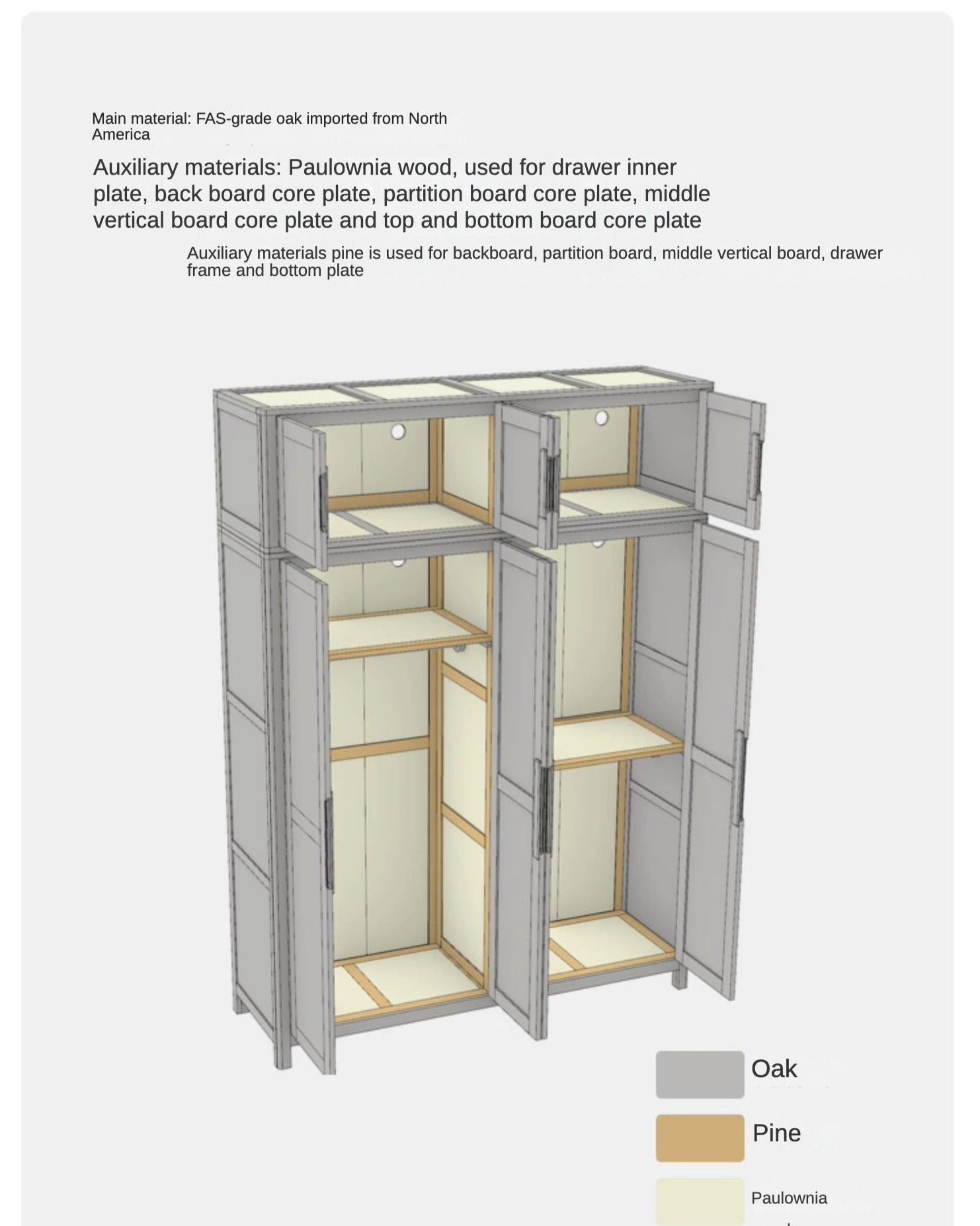 Oak solid wood combined Wardrobe.