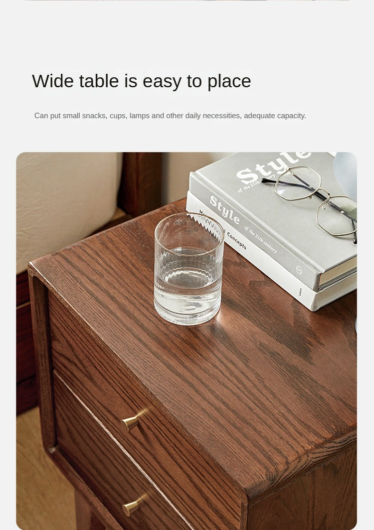 Oak Solid Wood walnut color Nightstand