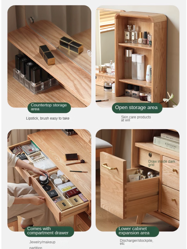 Oak solid wood Dressing Table Telescopic -USA