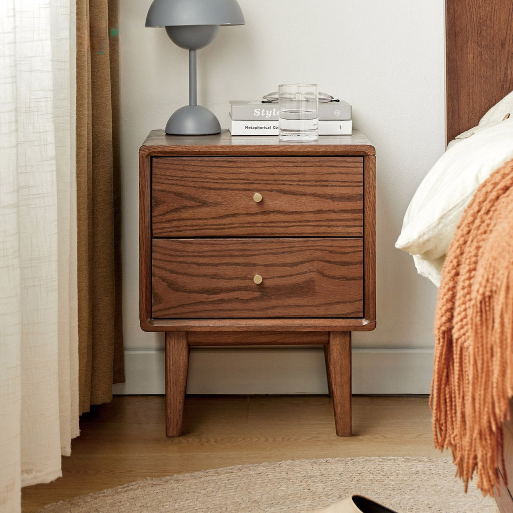 Oak Solid Wood walnut color Nightstand