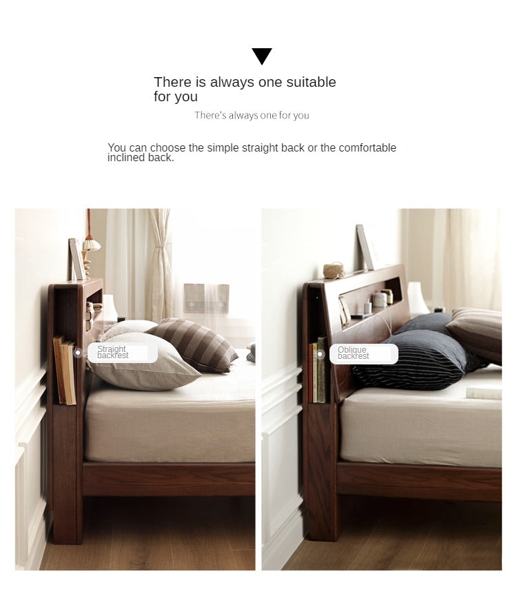 Oak solid wood bed with light walnut-color-USA