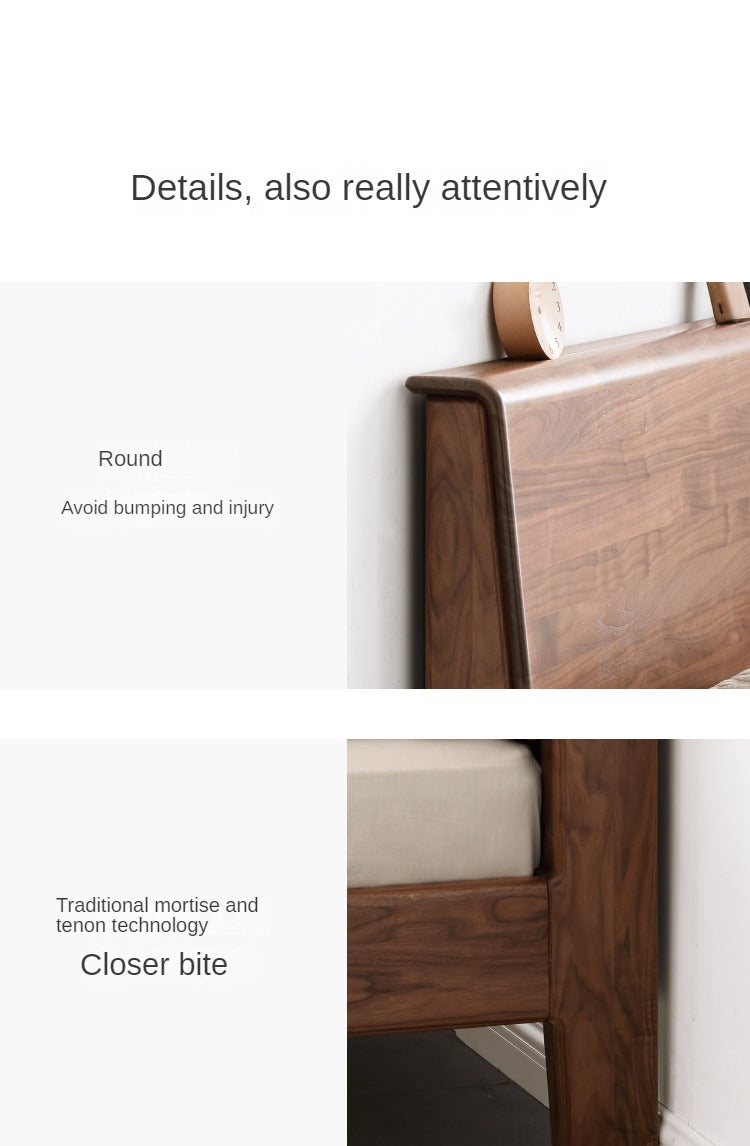 Black Walnut Solid wood bed Nordic modern