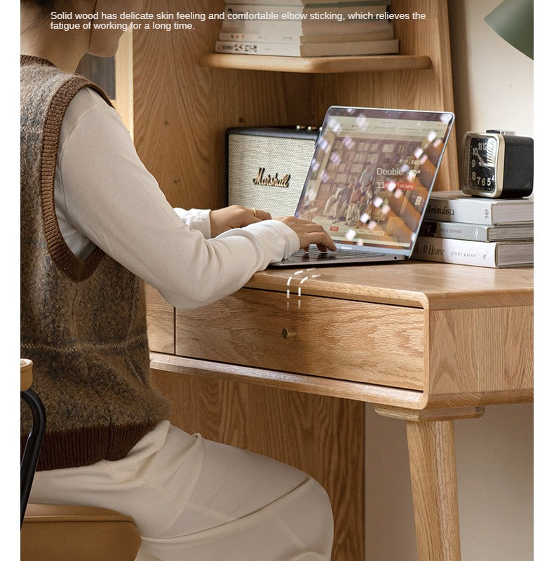 Oak Solid Wood Office Desk Combination