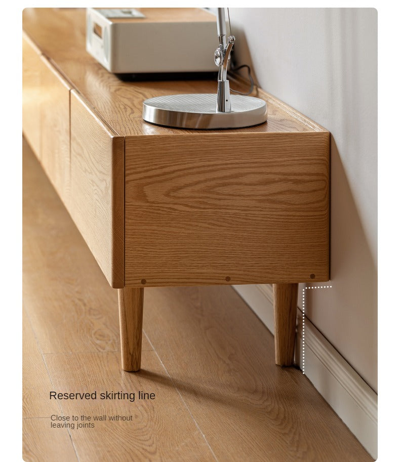 Oak Solid Wood Modern Large Floor TV Cabinet.