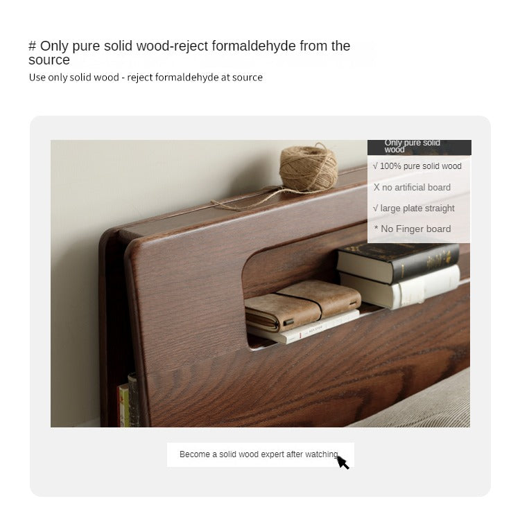 Oak solid wood bed with light walnut-color-USA