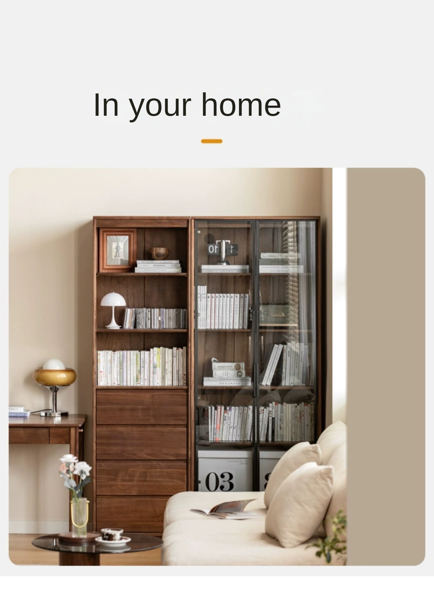 Black Walnut Solid Wood Bookshelf -USA