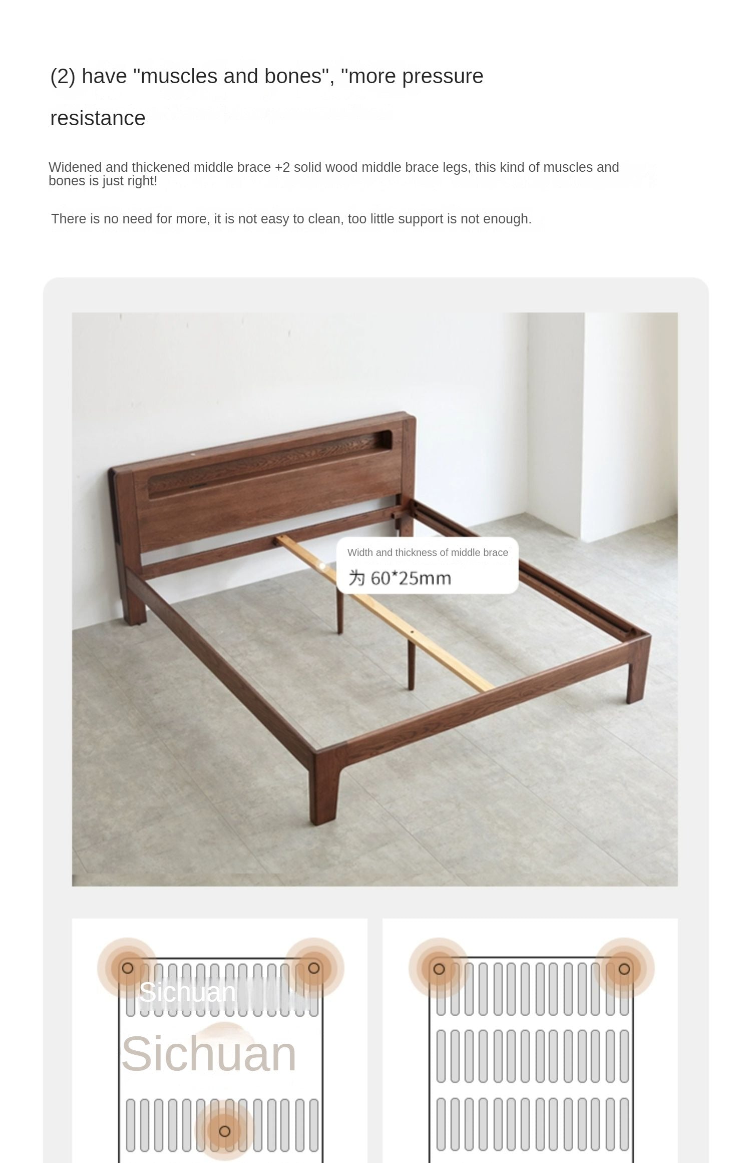 Oak solid wood bed with light walnut-color-USA