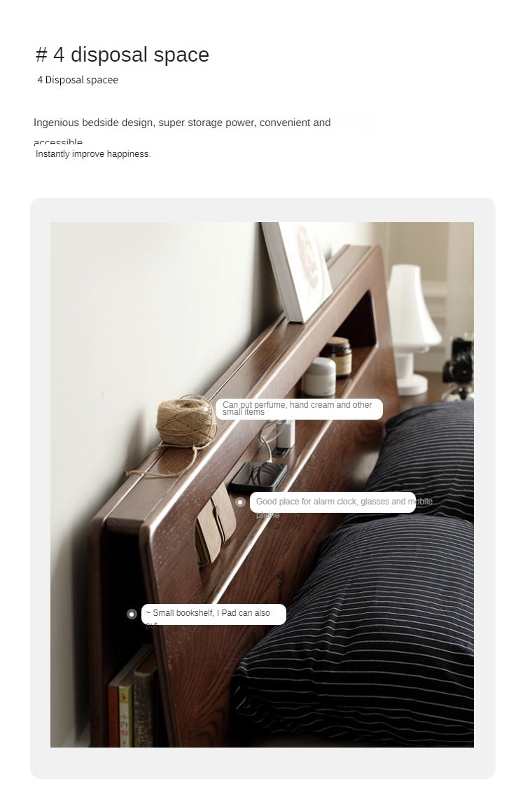 Oak solid wood bed with light walnut-color-USA