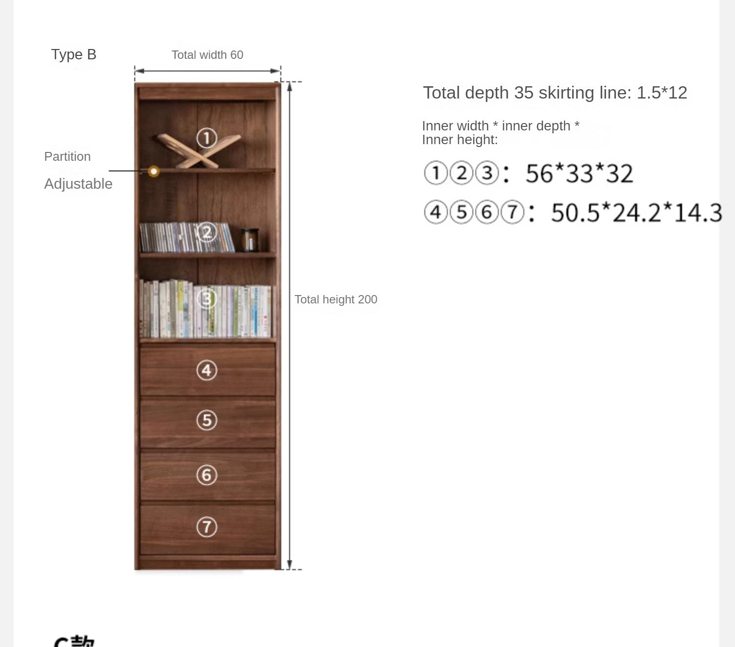 Black Walnut Solid Wood Bookshelf -USA