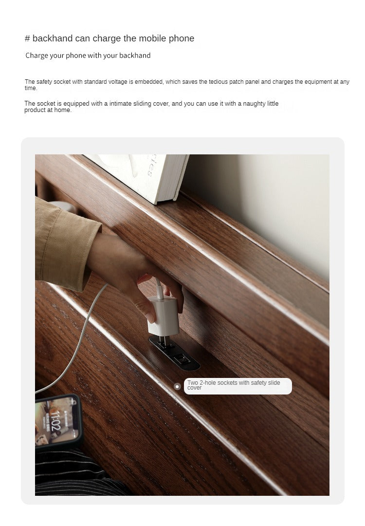 Oak solid wood bed with light walnut-color-USA