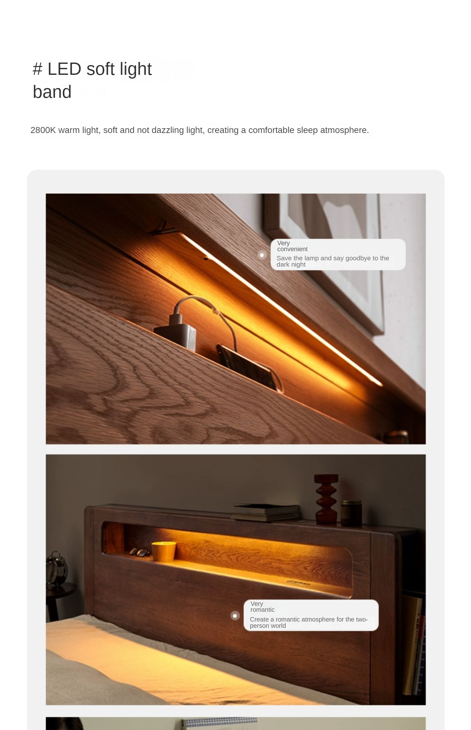 Oak solid wood bed with light walnut-color-USA