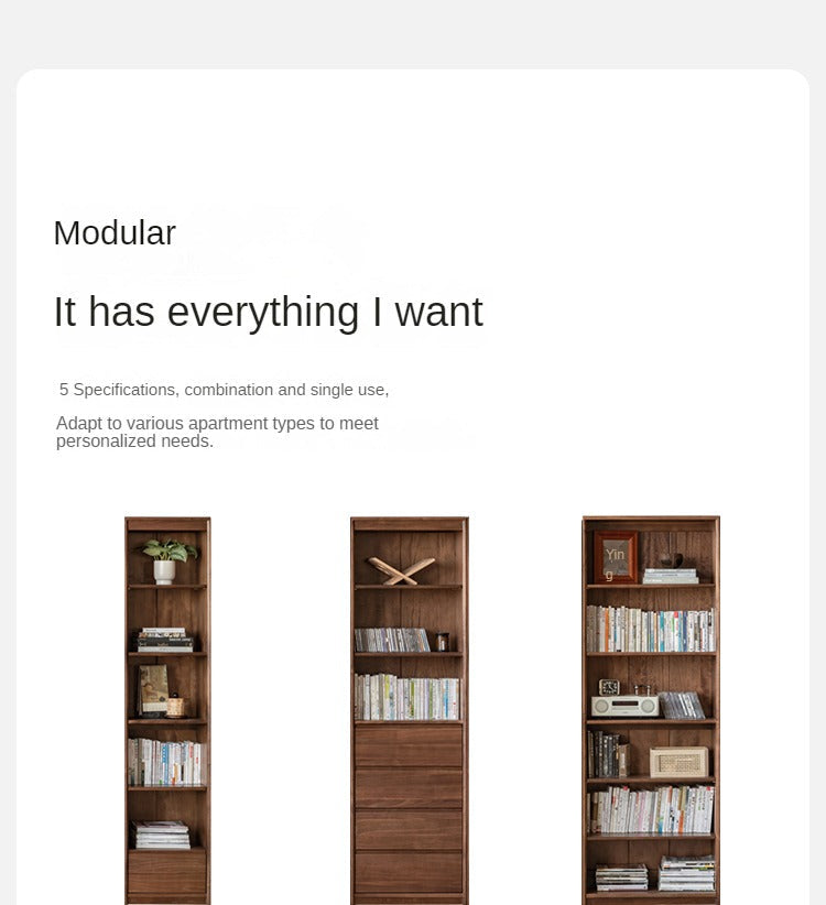 Black Walnut, Golden Sandalwood Solid Wood Bookshelf