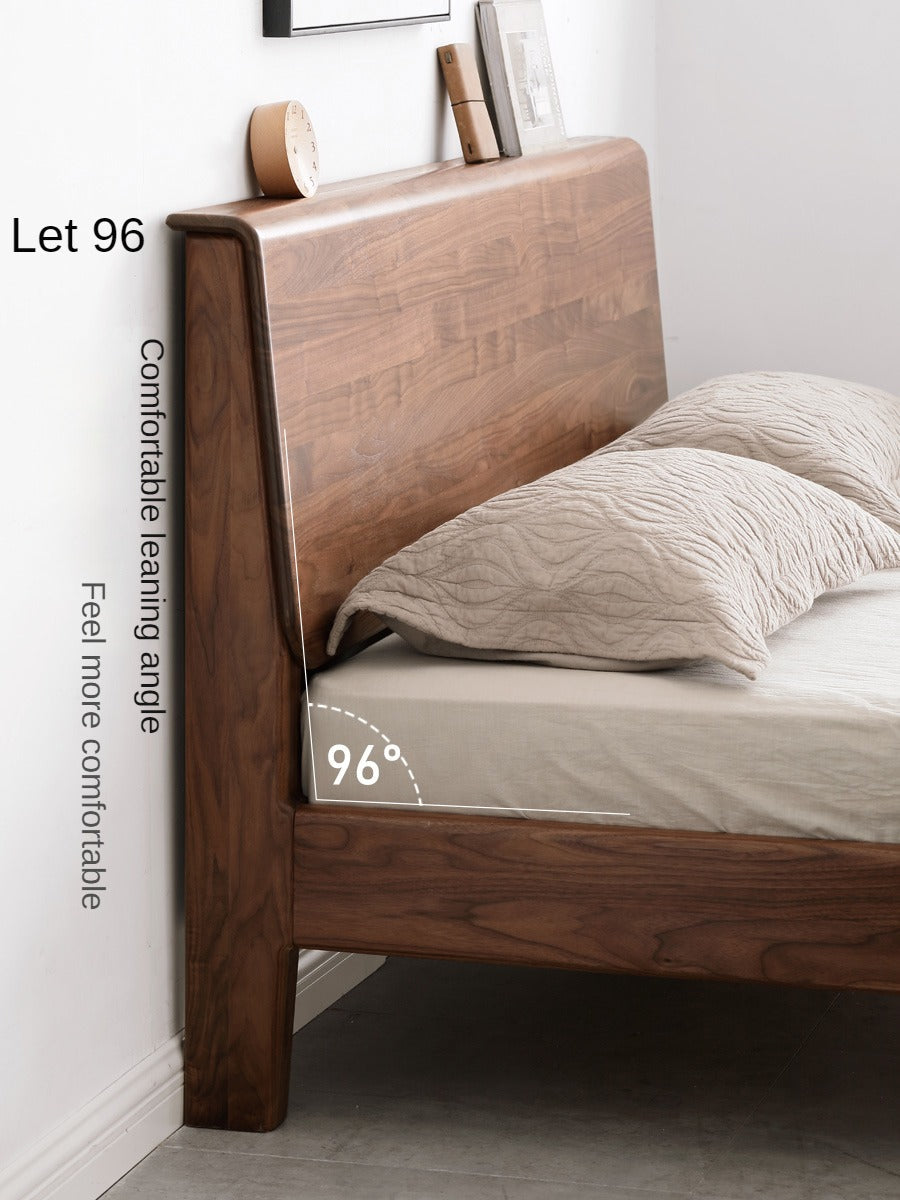 Black Walnut Solid wood bed Nordic modern