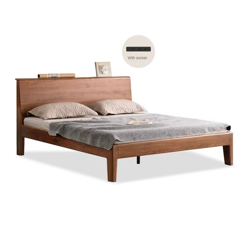 Black Walnut Solid wood bed Nordic modern