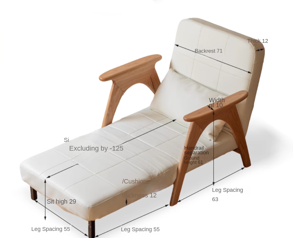 Oak, Beech Solid Wood Folding Dual-Purpose Sofa Chair.