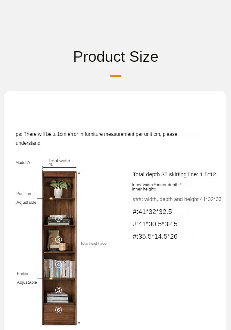 Black Walnut, Golden Sandalwood Solid Wood Bookshelf