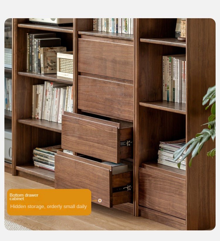 Black Walnut, Golden Sandalwood Solid Wood Bookshelf