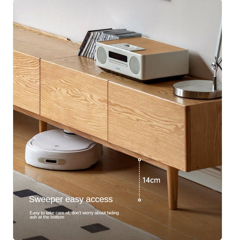 Oak Solid Wood Modern Large Floor TV Cabinet.