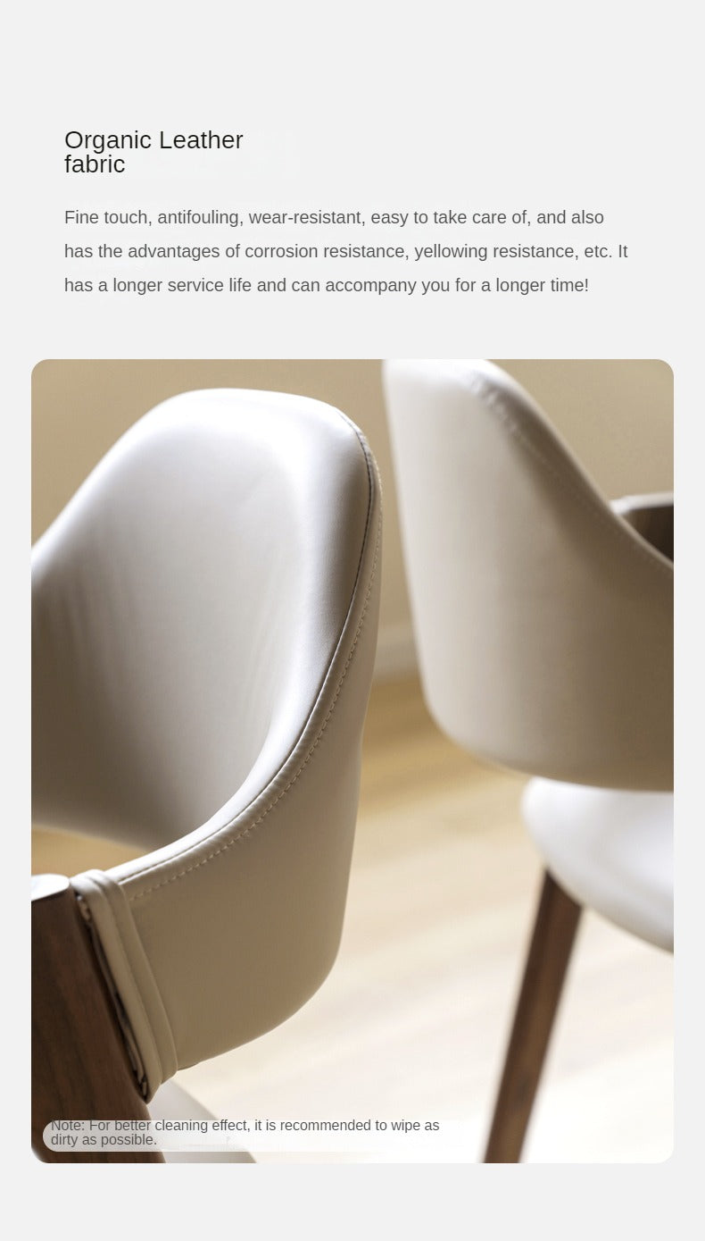 2 pcs Black Walnut Solid Wood, Organic Leather, Armchair