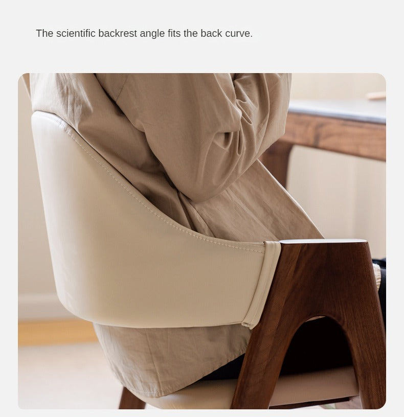 2 pcs Black Walnut Solid Wood, Organic Leather, Armchair