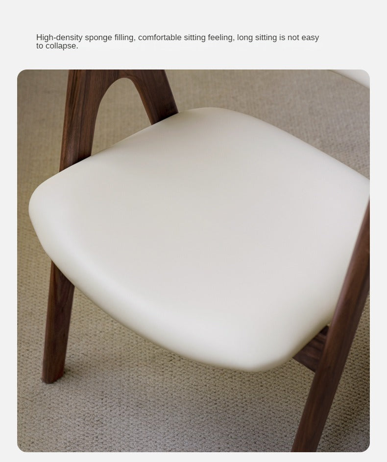 2 pcs Black Walnut Solid Wood, Organic Leather, Armchair