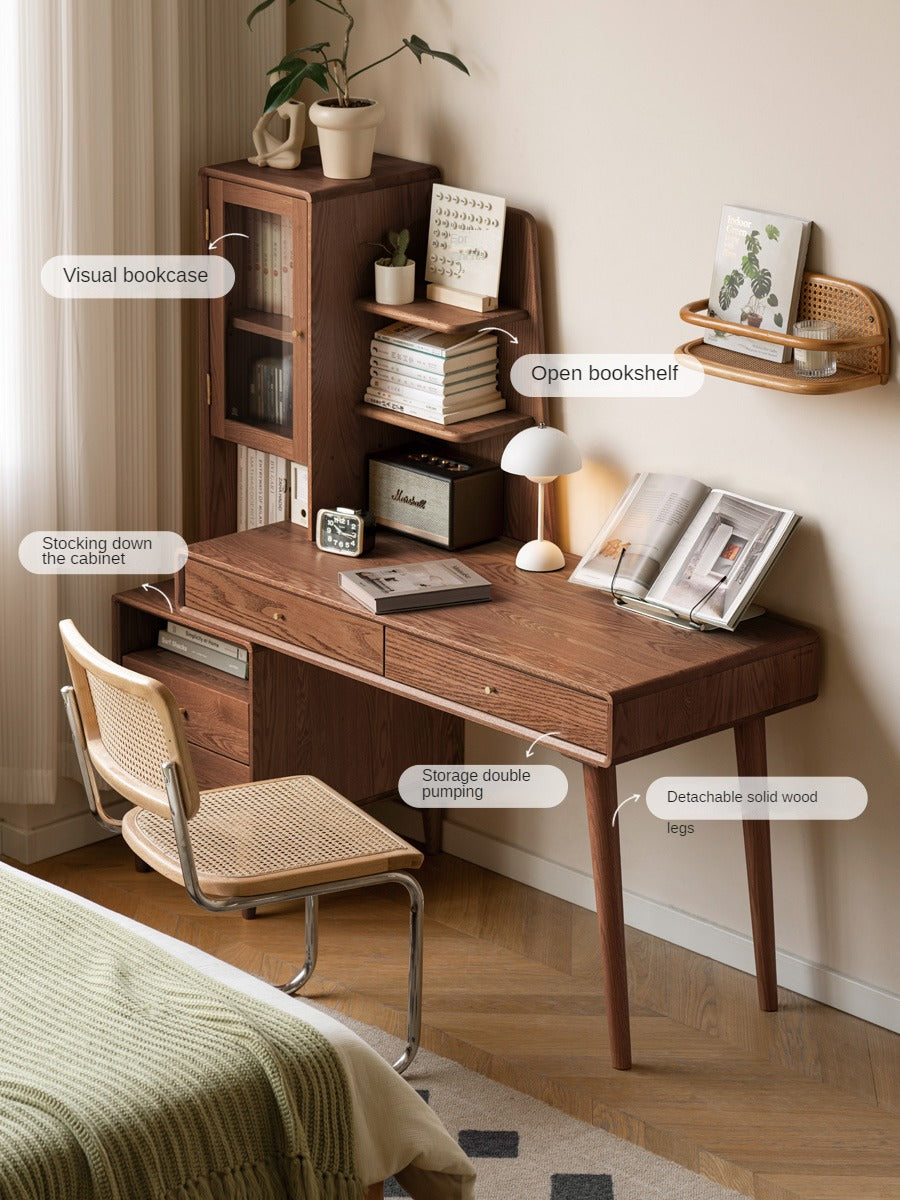 Oak Solid Wood Office Desk Combination