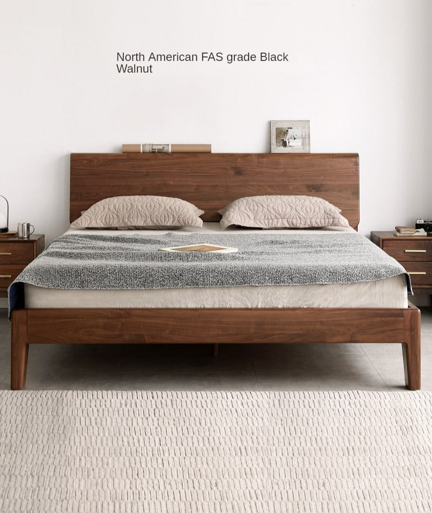 Black Walnut Solid wood bed Nordic modern