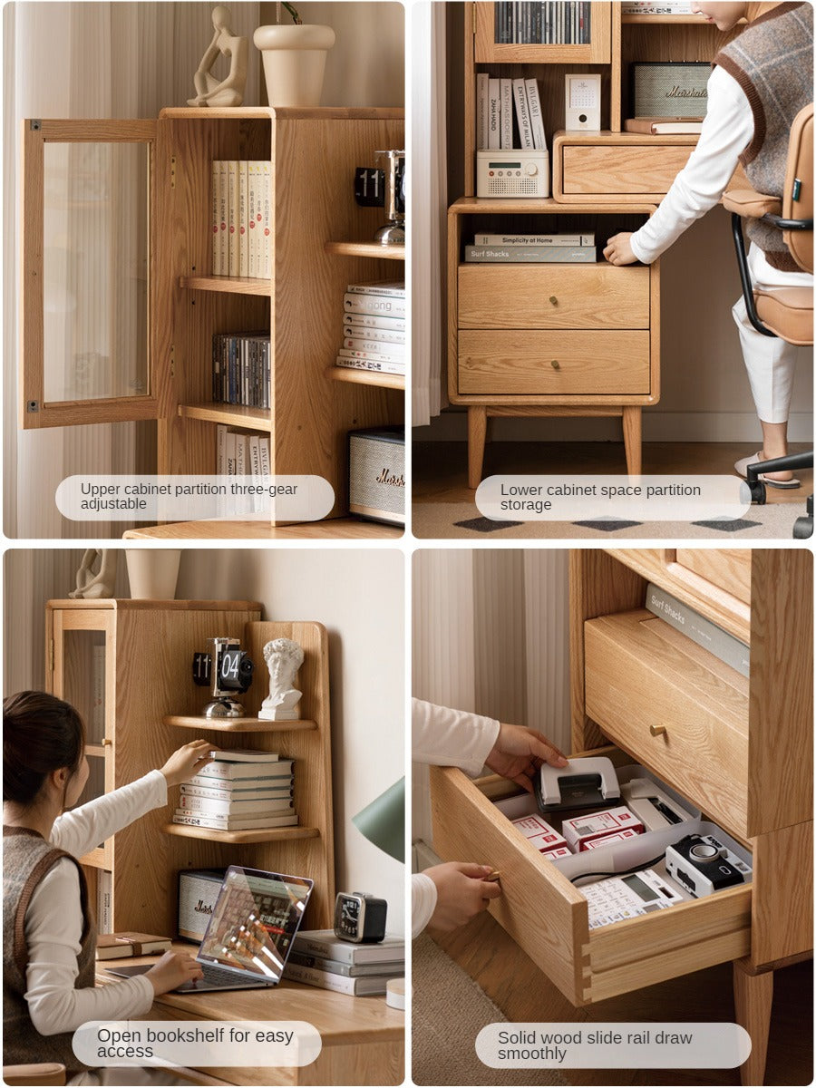 Oak Solid Wood Office Desk Combination