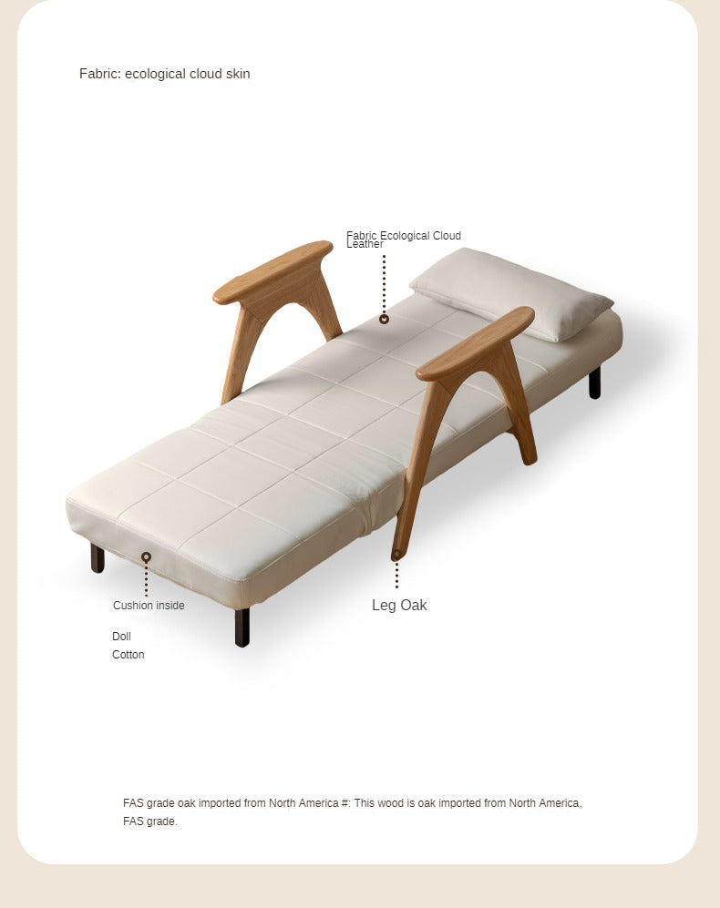 Oak, Beech Solid Wood Folding Dual-Purpose Sofa Chair.